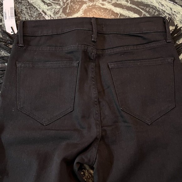 NWT Women's AQUA FRINGE RAW HEM black skinny JEANS size 26 high rise $98 - Picture 9 of 9